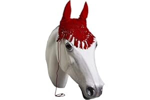 HORSE FARE PRODUCTS Horse Fly Bonnet with Tassels- Horse and Pony Sizes (Horse, Red)