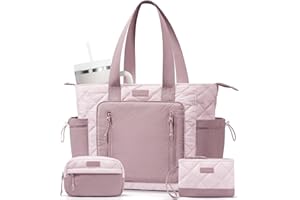 BAGSTELLAR Puffer Tote Bag for Women, Lightweight Puffy Work Laptop Handbag Teacher Nurse Quilted Shoulder School Daily Travel Gym Bags