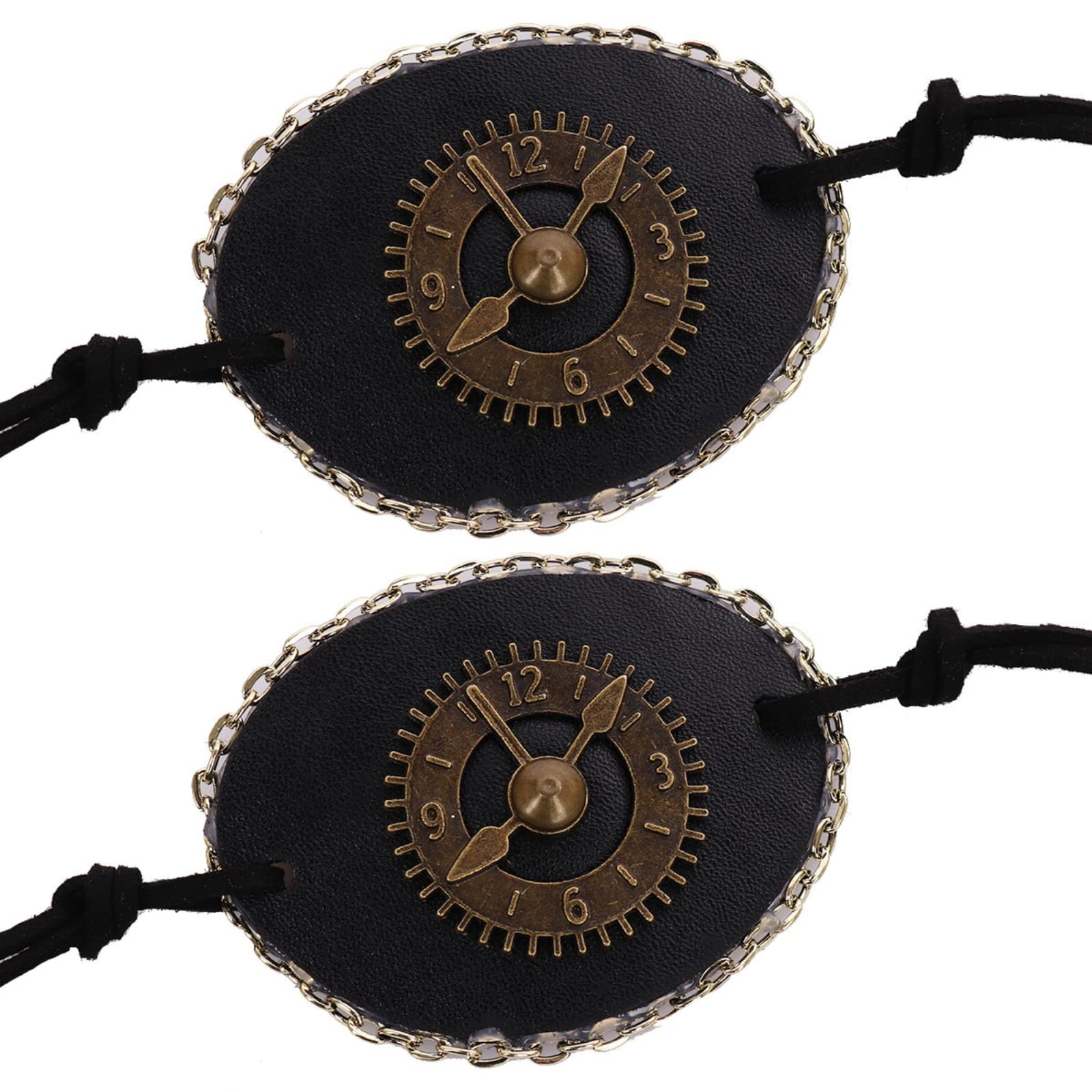 CHENGZI 2 PCS PU Leather Retro Gear Steampunk Eye Patch Pirate Eye Patch Single Eye Mask for Halloween Carnival Party (B)