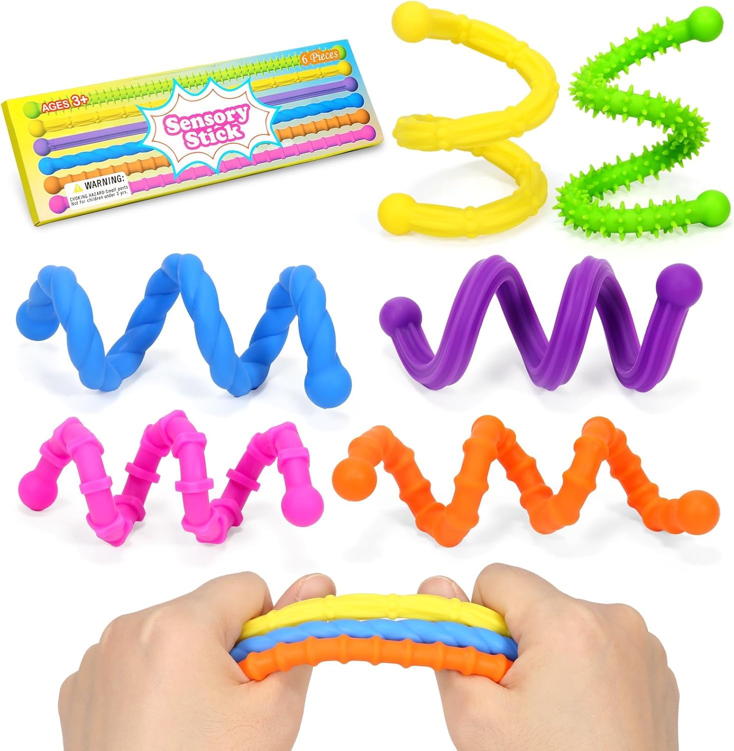 INNOMING Fidget Toys Silicone Sensory Stick, Sensory Toy for ADHD, Anti Stress, Autism, Stress Relief, Sensory Travel Kids Toy Relieves Stress and Anxiety