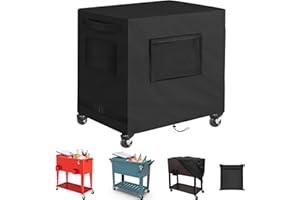 SIRUITON Patio Cooler Cart Cover, Fits for Most 80-100 Quart Rolling Cooler Cart Cover, Waterproof Patio Ice Chest Protective Covers for Outdoor Bar Cart, 34L X 20W X32H inch-（Black）