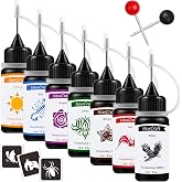temporary tattoos &amp; Stencils Kit, Black Red Brown Green Purple Blue Orange | tattoo kit with stencils. Waterproof &amp; smudge-proof. Great for women, men, teens &amp; kids，DIY painting for skin