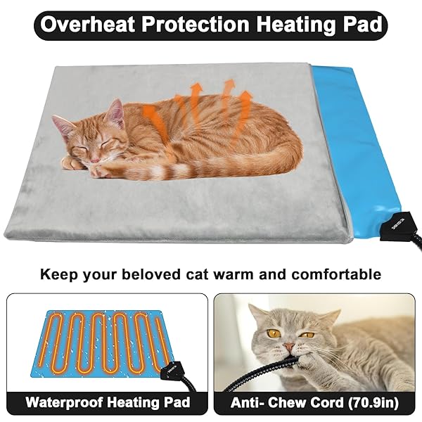 DAHIVS HEATED CAT HOUSE FOR OUTSIDE, HIGH INSULATED HEATED OUTDOOR CAT SHELTER 100% WEATHERPROOF WITH ESCAPE DOOR, ELEVATED OUTDOOR CAT HOUSE WITH HEATER FOR FERAL STRAY BARN CAT KITTY 17.7″X17″X17.5″