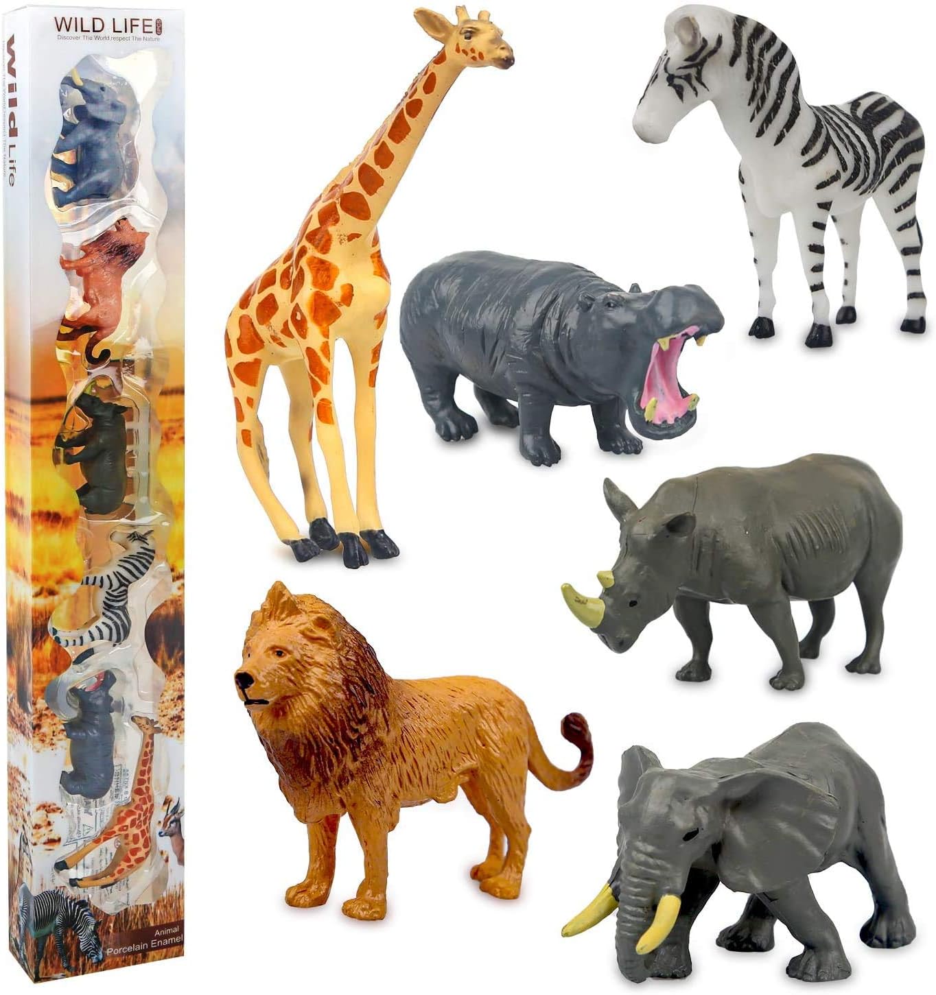Safari Animal Toys Realistic Mini Wild Animal Figurines Sets, Party Cake Topper and Decorations for Boys Toddlers
