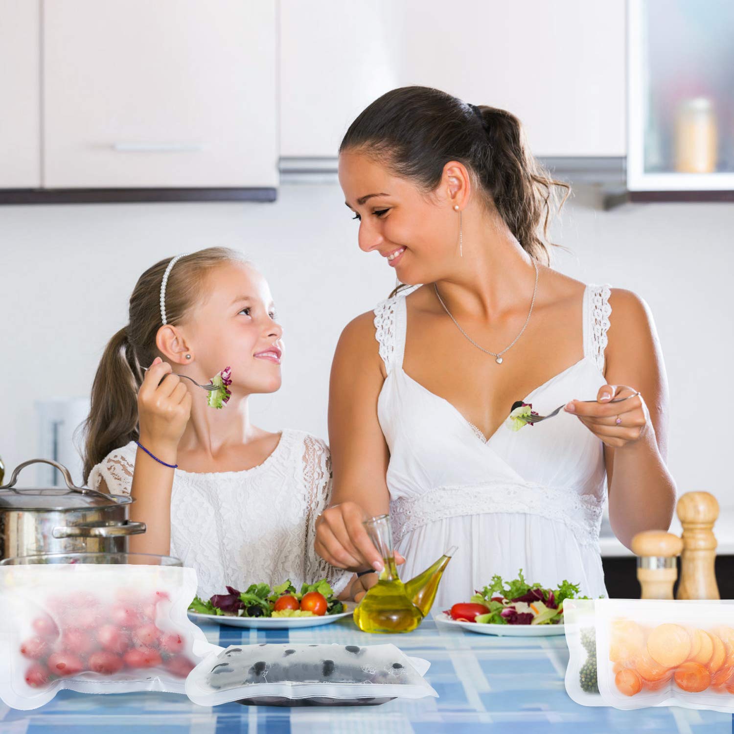 Reusable Storage Bags for Food - 12Pack Leakproof Freezer Safe Bag (6 Reusable Sandwich Bags & 6 Reusable Kids Snack Bag), BPA Free Ziplock Lunch Bag for Travel Home Organization