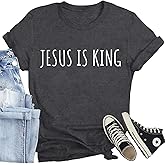 CQF Christian Shirt for Women Blessed Letter Print Bible Verse T-Shirt Retro Faith Short Sleeve
