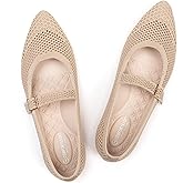 Frank Mully Women's Mesh Flats Mary Jane Shoes Pointed Toe Lightweight with Adjustable Instep Strap Knit Flat Shoes for Women Dressy Casual Washable Walking Shoes