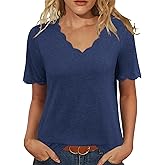 JomeDesign Womens Short Sleeve Tops V Neck Dressy Casual Loose Fit Shirts Summer Vacation Blouses 2026 Trendy Clothes
