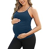 ATTRACO Women's Maternity Tank Tops with Built in Bra Seamless Y Back Side Ruched Pregnancy Tank Top