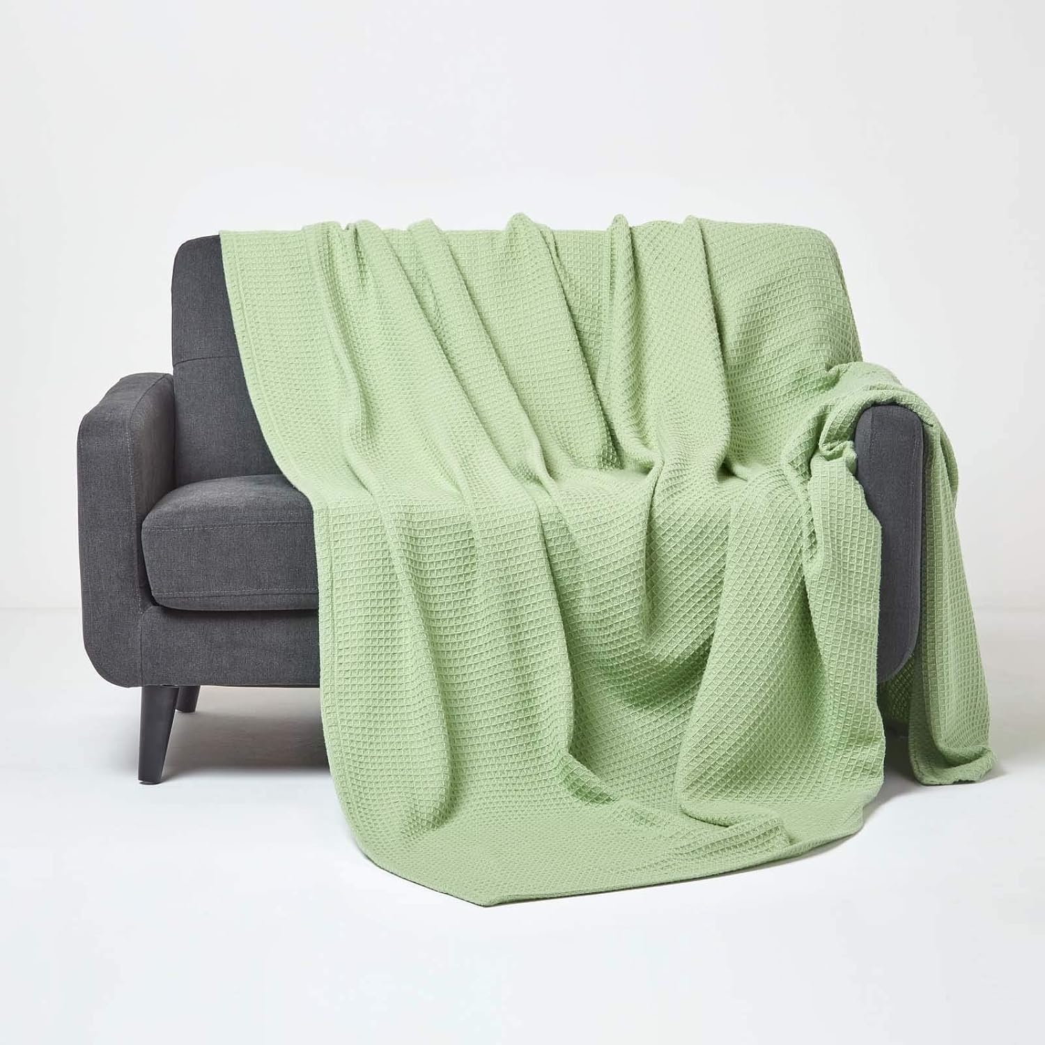 Coperta In Cotone A Nido D'Ape Peyton - 127x152 Cm Color Caffè Per Tutte Le Stagioni - Foto 1