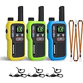 BAOFENG GT-18 Walkie Talkies for Kids Adult, License Free Long Range Rechargeable FRS Two Way Radio,1500mAh USB-C Battery, 22 Channels with NOAA for Camping Hiking Family, 3 Pack (Yellow, Green, Blue)