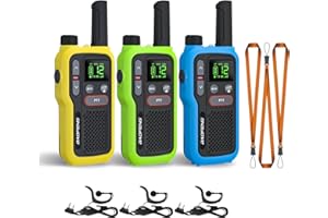 BAOFENG GT-18 Walkie Talkies for Kids Adult, License Free Long Range Rechargeable FRS Two Way Radio,1500mAh USB-C Battery, 22 Channels with NOAA for Camping Hiking Family, 3 Pack (Yellow, Green, Blue)