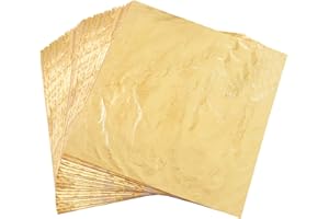 KINNO Imitation Gold Leaf Sheets, 100 Sheets Color 2.5 Copper Leaf 6.3" by 6.3" Gilding Foil for Art Crafts, Furniture, Paint