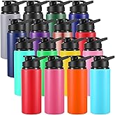 Yinder 16 Pcs Aluminum Water Bottle Bulk Multicolor Reusable Sports Bottle with Snap Lids Multipack Vacuum Water Flask for Travel Camping, Picnics, Gym, Hiking, Cycling, Fishing(Assorted Color,20 oz)