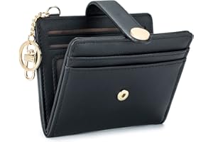 POIUGOYA Slim Wallet for Women,RFID Blocking Bifold Credit Card Holder with Zipper Coin Pocket,ID Window,Keychain