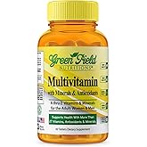 Greenfield Nutritions Halal Multivitamins for Women and Men - 60 Gelatin Free Multivitamin Tablets with 27+ Vitamin Minerals, A, B12, C, D3, Iron and Zinc - Supports Immunity Bone and Overall Health
