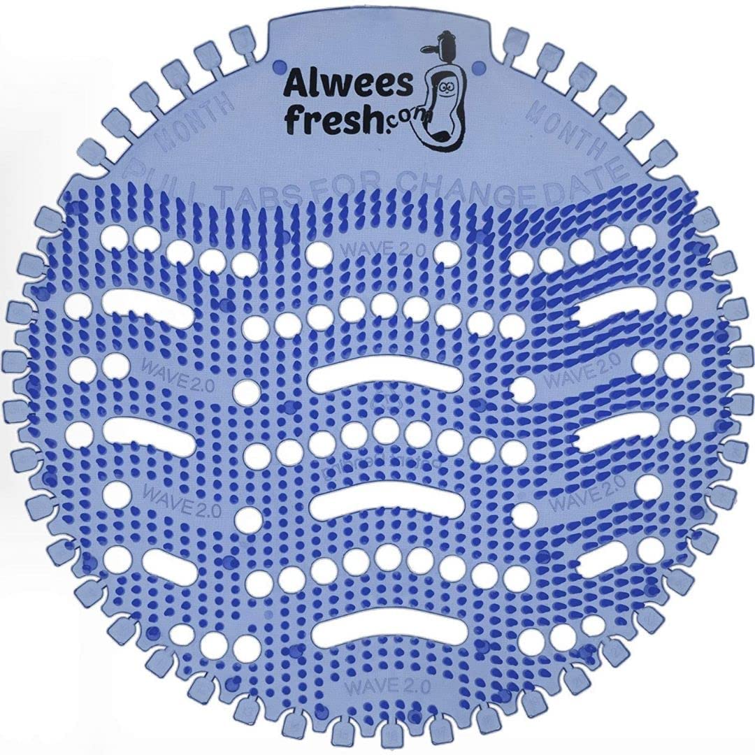 Alwees Fresh Urinal Mats Scented 10 Pack - Anti-Splash Urinal Screens, Odour Neutraliser & Deodoriser Pads, Long Lasting Urinal Blocks, Fits Most Commercial & Home Urinals - Ocean Mist