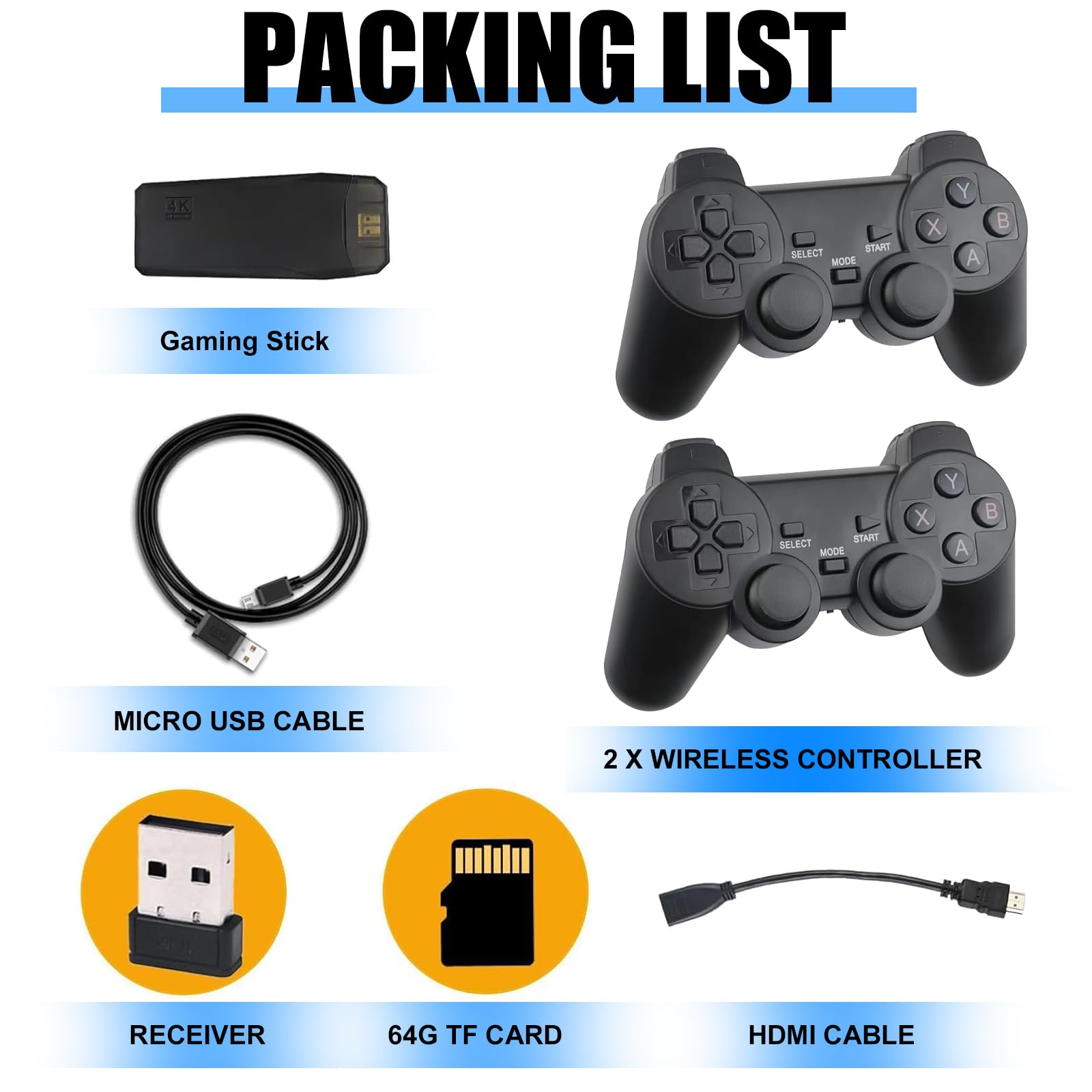 Retro Game Console - Retro Play Game Stick,Plug and Play Video Game Stick, 9 Classic Emulators,4K HDMI Output,Plug and Play Video Game Stick Built in 20000+ Games with 2.4G Wireless Controllers(64G)