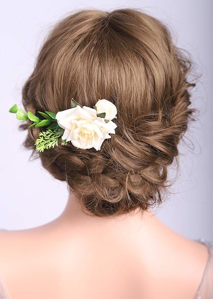 Deniferymakeup Bridal Hair Piece Ivory Flower Hair Comb Rustic