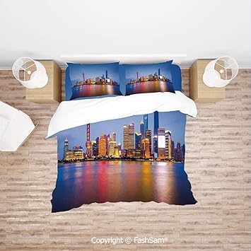 Amazon Com Fashsam Duvet Cover 4 Pcs Comforter Cover Set City