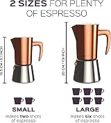bonVIVO Moka Pot 2 Cup Intenca Stainless Copper Finish Espresso Maker view 8