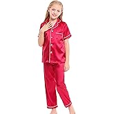 Horcute Kids Satin Short-Top and Long-Pants 2-Pieces Pajamas Sleepwears Set