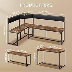 DWVO 3-Piece Dining Table Set for 4-6 People