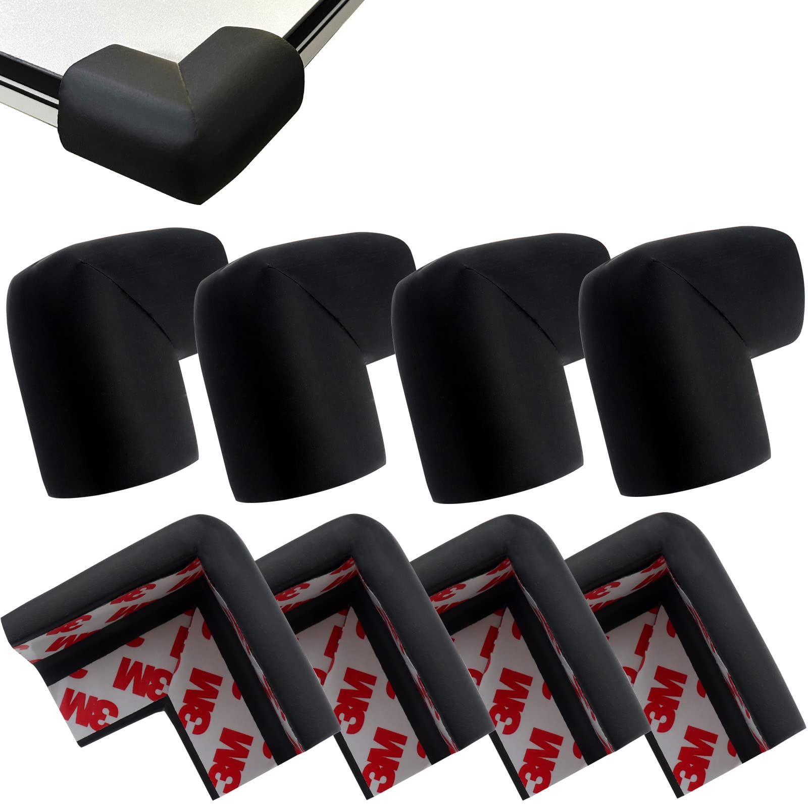 Roellgs Set of 8 safety corner protectors, child and baby table edge protector corner protectors, edge safety bumpers (Black)
