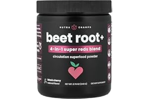 NutraChamps Beet Root Powder Circulation Supplement, Superfood Powder Nitric Oxide with Beetroot Juice, Super Reds & Grape Seed Extract, No Sugar Beet Supplement - 8.74 Oz