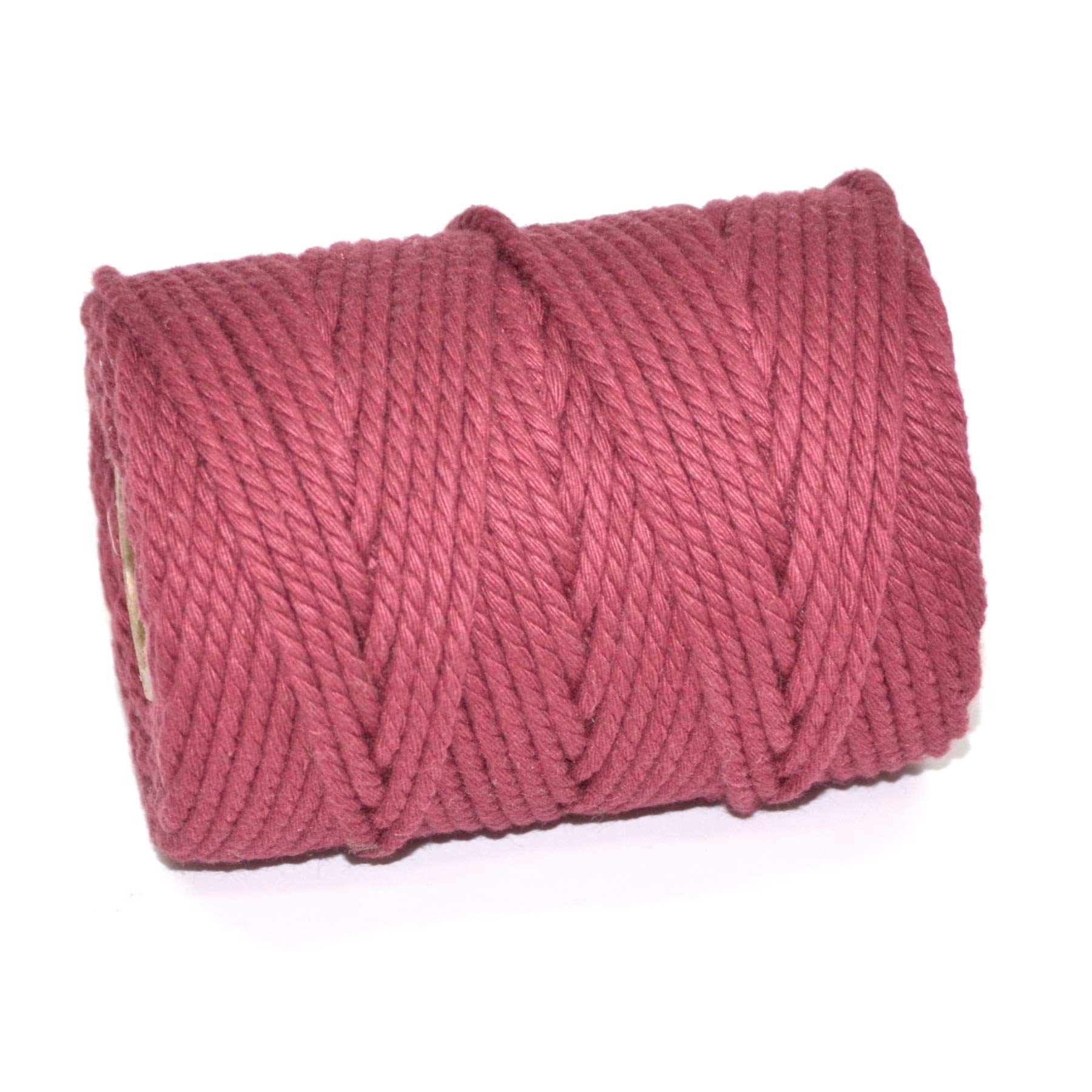 50M Spools - Everlasto 3 Strand Soft Cotton Coloured Macrame Craft Cord (3.5mm approx) (BURGUNDY)