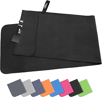 Fitness Handtuch |120x50cm| Kompakt & Schnelltrocknend mikrofaser Handtuch, Sporthandtuch, Reisehandtuch, Strandhandtuch mit Reißverschluss Tasche