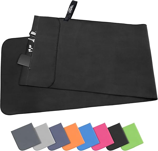 Fitness Handtuch |120x50cm| Kompakt & Schnelltrocknend mikrofaser Handtuch, Sporthandtuch, Reisehandtuch, Strandhandtuch mit Reißverschluss Tasche