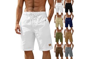 takaeys Mens Shorts Casual Summer Linen Pants Beach Vacation Solid Shorts Breathable Cozy Lightweight Shorts with Pockets