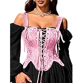 ChiaoLezhee Renaissance Fairy Corset, Vintage Jacquard Floral Lace Up Shapewear Bustier for Women 0-22