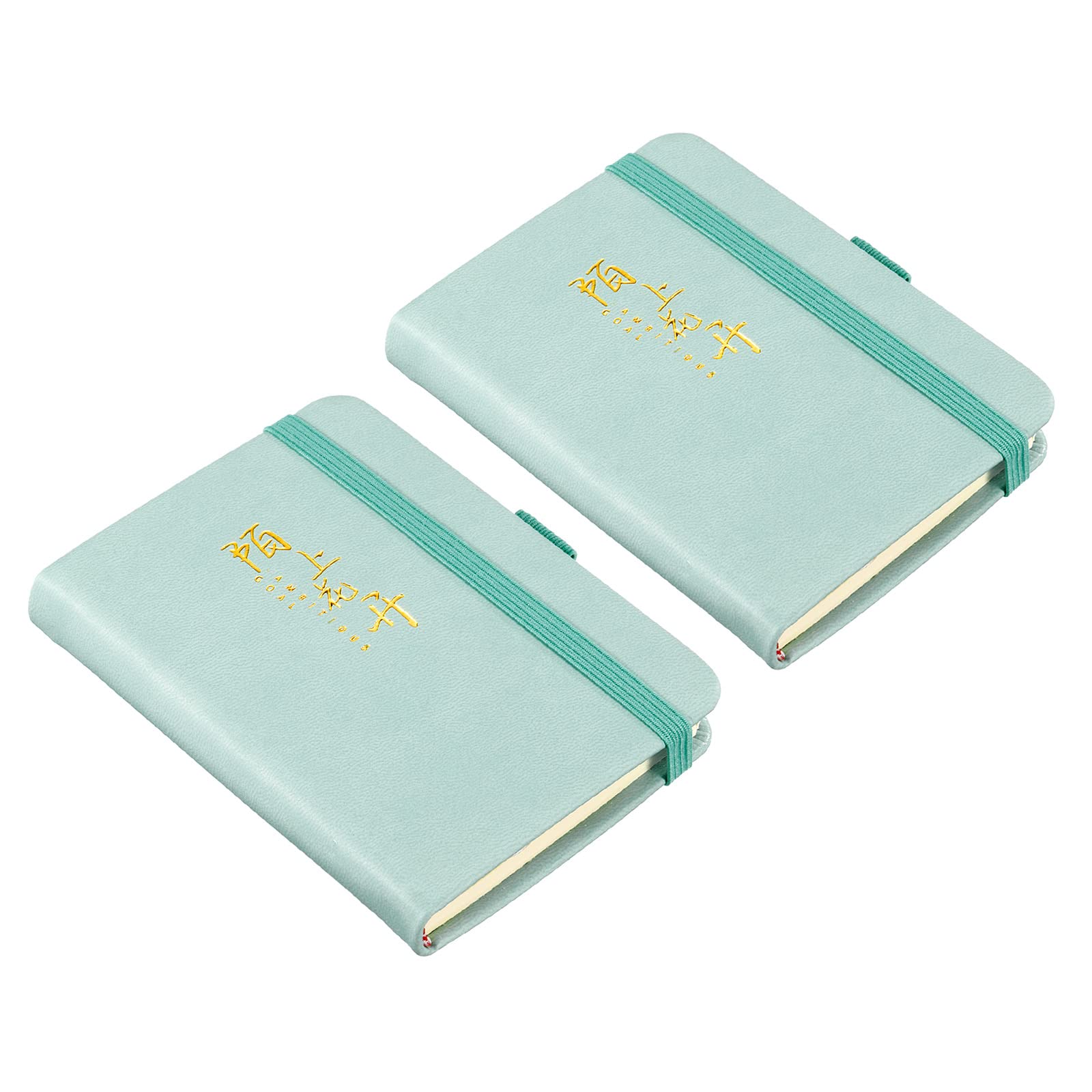 PATIKIL A7 Pocket Notebook, 2 Pack 100 Sheets 80 Gsm Thick Lined Paper 4.3x3.1"Hardcover Mini Memo Pads for Business Office, Light Green