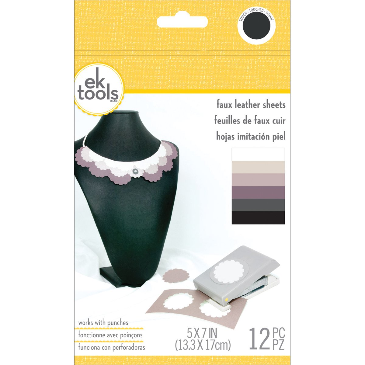 EK Success EK Tools 55-59024 Fau X Leather Basics Punch Material Pack, Acrylic, Multi-Colour, 5.51x8.9x0.2 cm