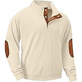Askdeer Mens Sweatshirts Heavyweight Fleece Corduroy Casual Stand Collar Sweatshirt Mock Neck 1/4 Button Pullover Sweaters