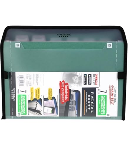 Amazon.com : Five Star Expanding File Folder with Zipper, 7 Pocket