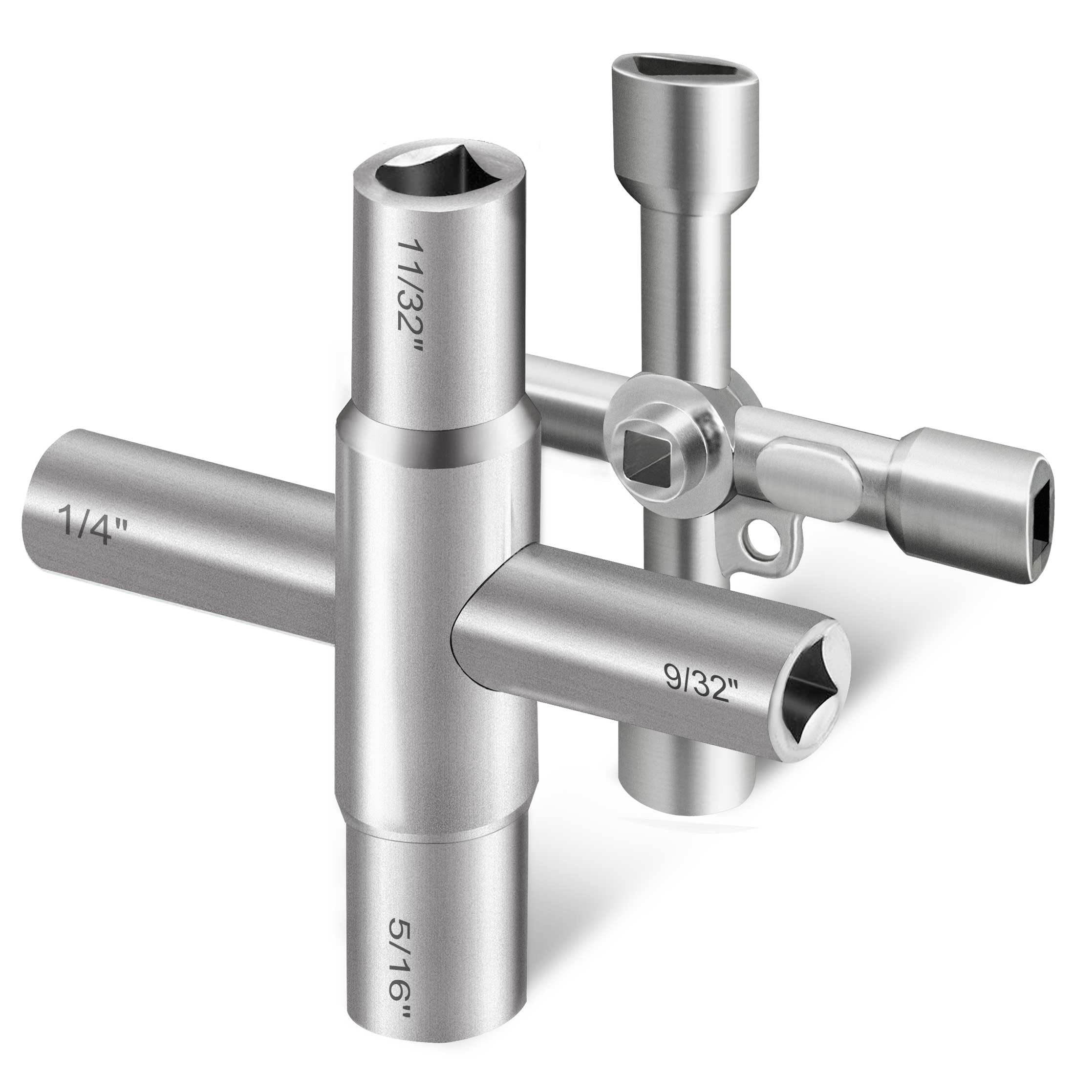 Viganoc 2Pc. 4 Way Sillcock Key Set, Utilities Key, Multi-Functional Water Key, Fits Most Sillcock, Stopcock, Water Spigots, Wall-Hydrant, Control Cabinet and Valves