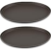 FillTouch 2 Pcs Restaurant Serving Trays PP Plastic Non Slip Rubber Lined Large Oval Tray for Kitchen Dining Room Cafeterias Fast Food Service (24 x 29 Inch,Brown)