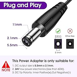 HitLights 24V Power Supply, 2.5A 60W Adapter