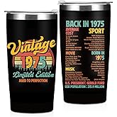 Vintage 1975, 51st Birthday Gifts for Men, 51st Birthday Decorations Tumbler, 20 oz Stainless Steel Insulated Coffee Mug, Gifts for 51 Year Old Man Dad Friend, Travel Cup, Black Drinking Cup for Car