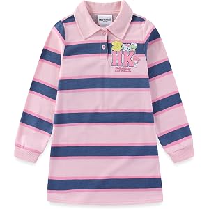 Hello Kitty Girls Long Sleeve Polo Rugby Dress for Big Kids