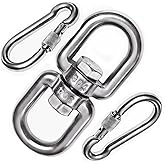 YAMASO 2+1pcs M6 Double Eye Swivel with snap Hooks, 304 Stainless Steel Swivel Ring for Swing Spinner Hanger,Dog Chain Connecting Rings, Reliable and Safe
