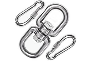YAMASO 2+1pcs M6 Double Eye Swivel with snap Hooks, 304 Stainless Steel Swivel Ring for Swing Spinner Hanger,Dog Chain Connecting Rings, Reliable and Safe