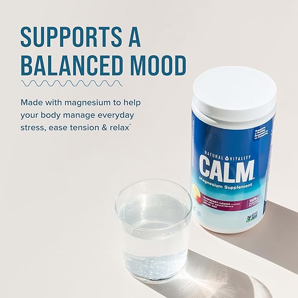 NATURAL VITALITY CALM MAGNESIUM 16OZ POWDER | RASPBERRY LEMON FLAVORED SUPPLEMENT | NON-GMO, VEGAN & GLUTEN FREE FORMULA