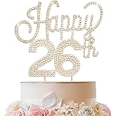 LINGTEER Happy 26th Birthday Gold Rhinestone Cake Topper - Cheers to 26th Birthday 26 Years Old Anniversary Party Cake Centerpieces Topper Decorations Gift Sign.