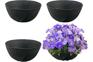 SUMLOTY 4 Pack 14 Inch Fabric Planter Basket Liner- Felt Flower Pot Liners Replacement Coco Fiber Liner for Hanging Basket Flowers Round Hanging Basket Liners Prevent Birds from Nesting