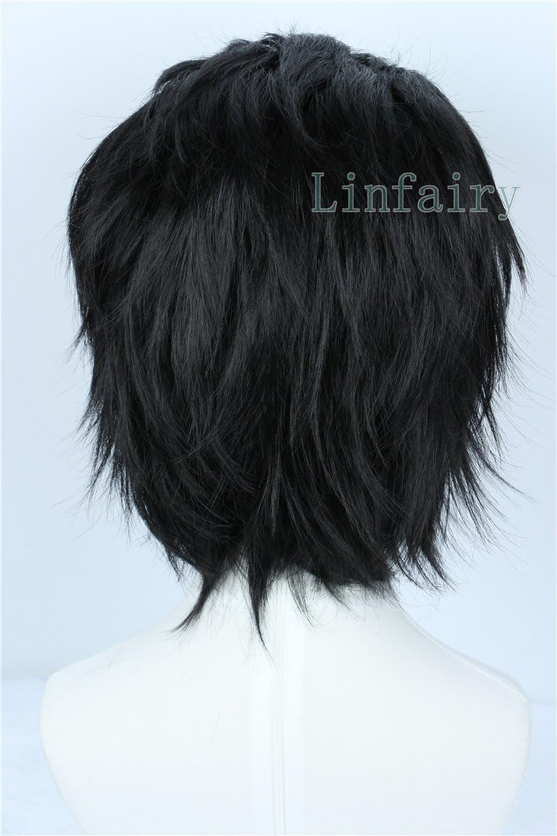 Linfairy Short Straight Cosplay Wig Halloween Costume Wig (black), Adult - Image 5