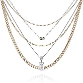 GUESS Two Tone Crystal Stone 5 Piece Layered Necklace